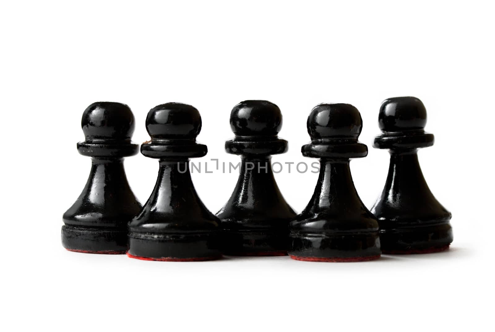 Black chess figures of pawns