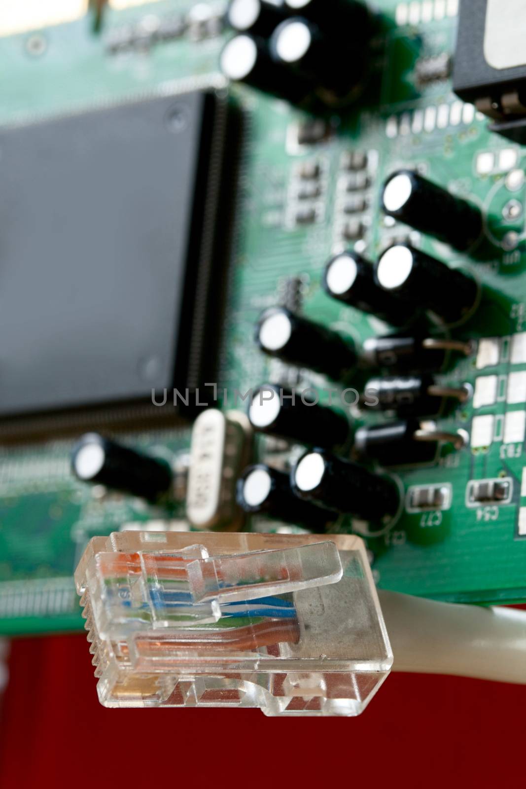 Ethernet cable and motherboard detail by Garsya