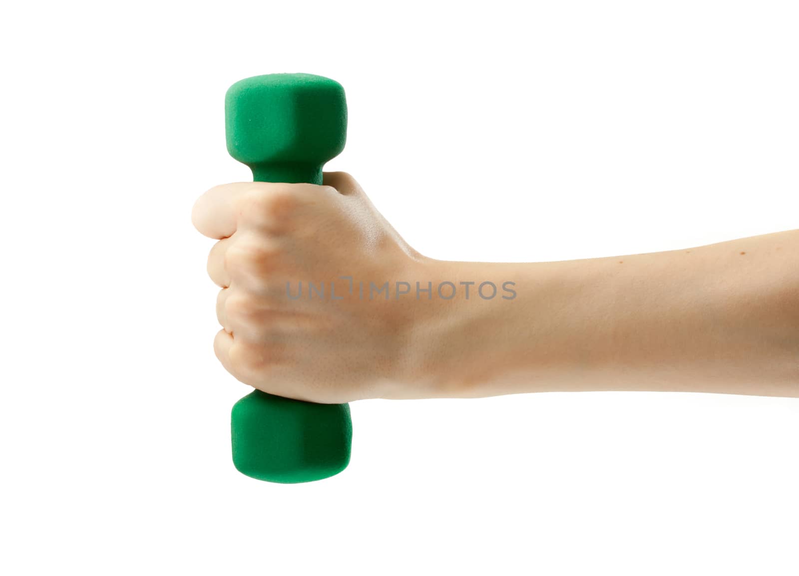 Dumbbell in female hand