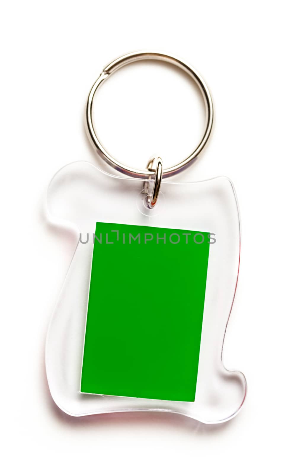 Metal key ring with plastic label