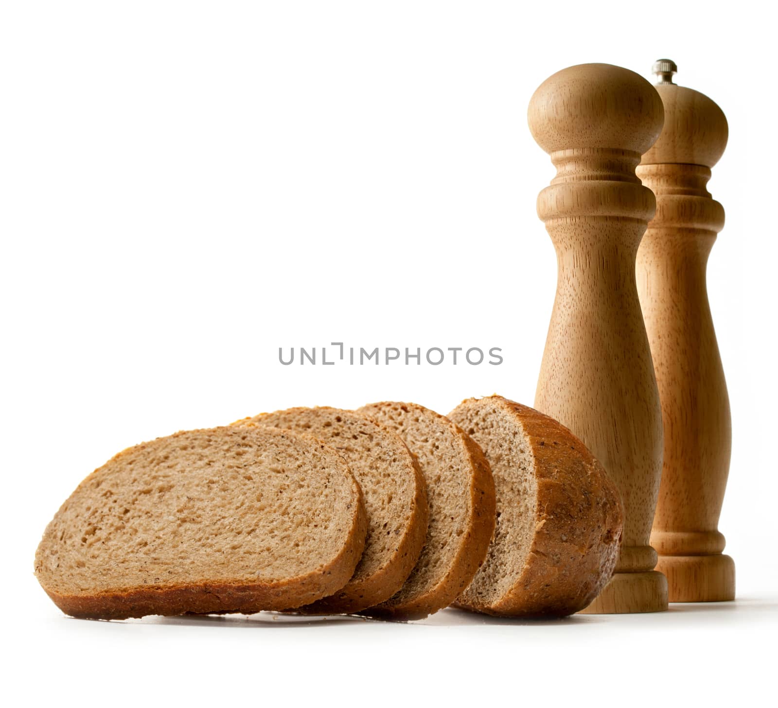 Slices of bread with salt and pepper set by Garsya