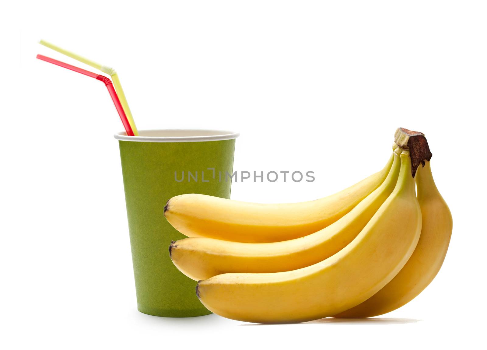 Paper cup with straws and bananas by Garsya