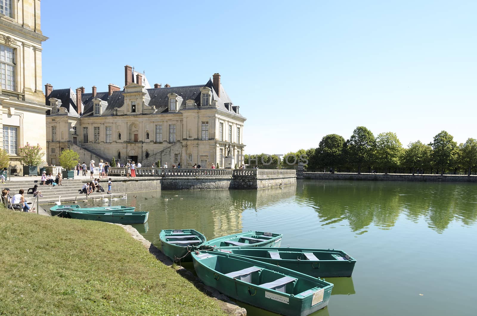 External views of the beautiful park and the castle of Fontainebleau
