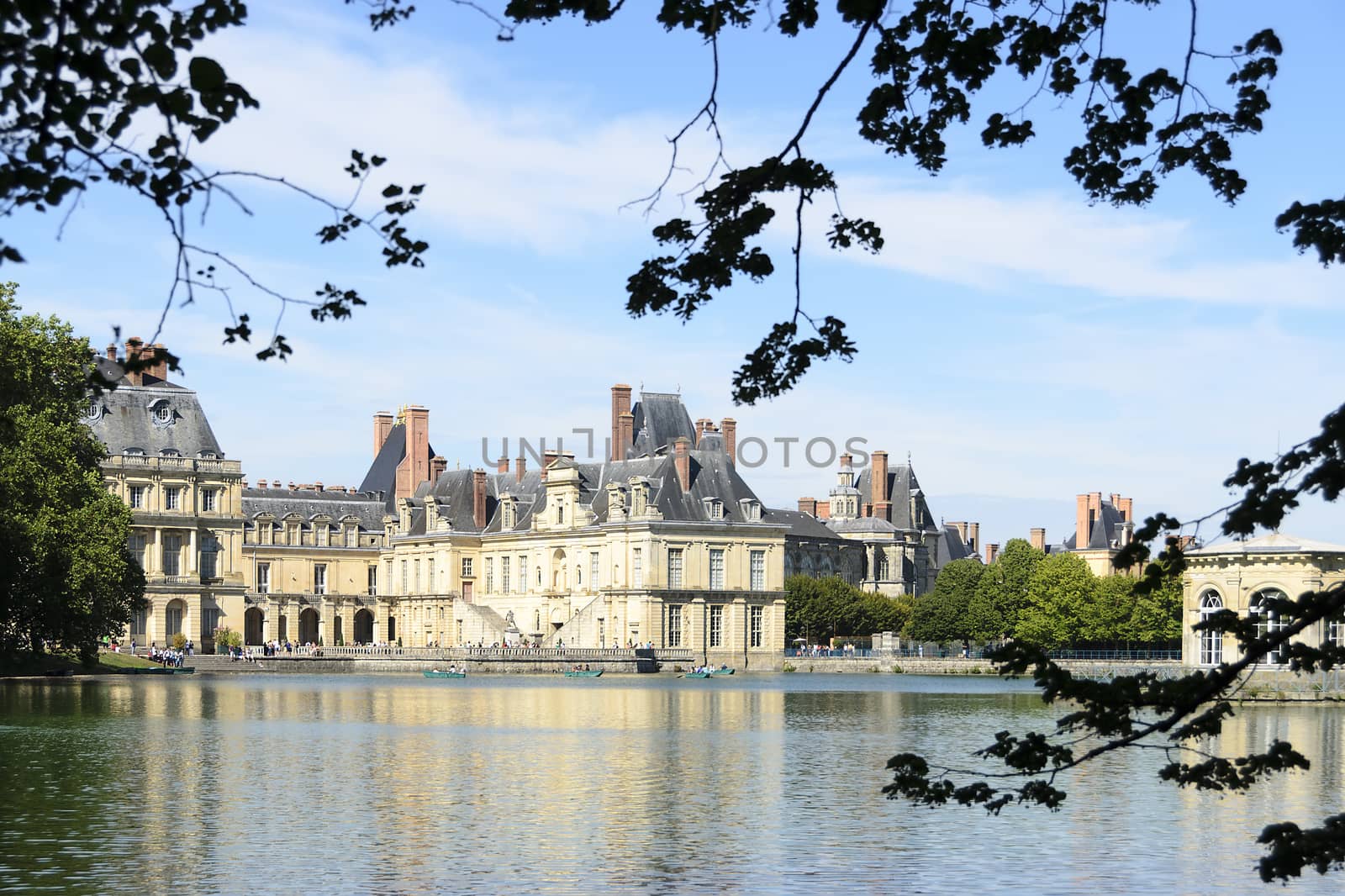External views of the beautiful park and the castle of Fontainebleau