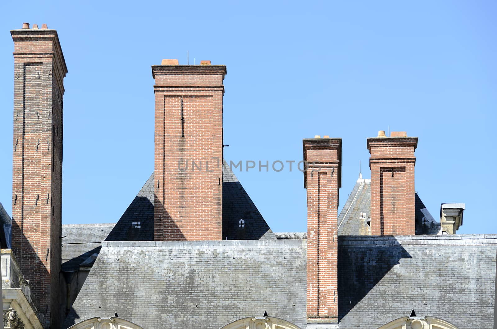 External views of the beautiful park and the castle of Fontainebleau