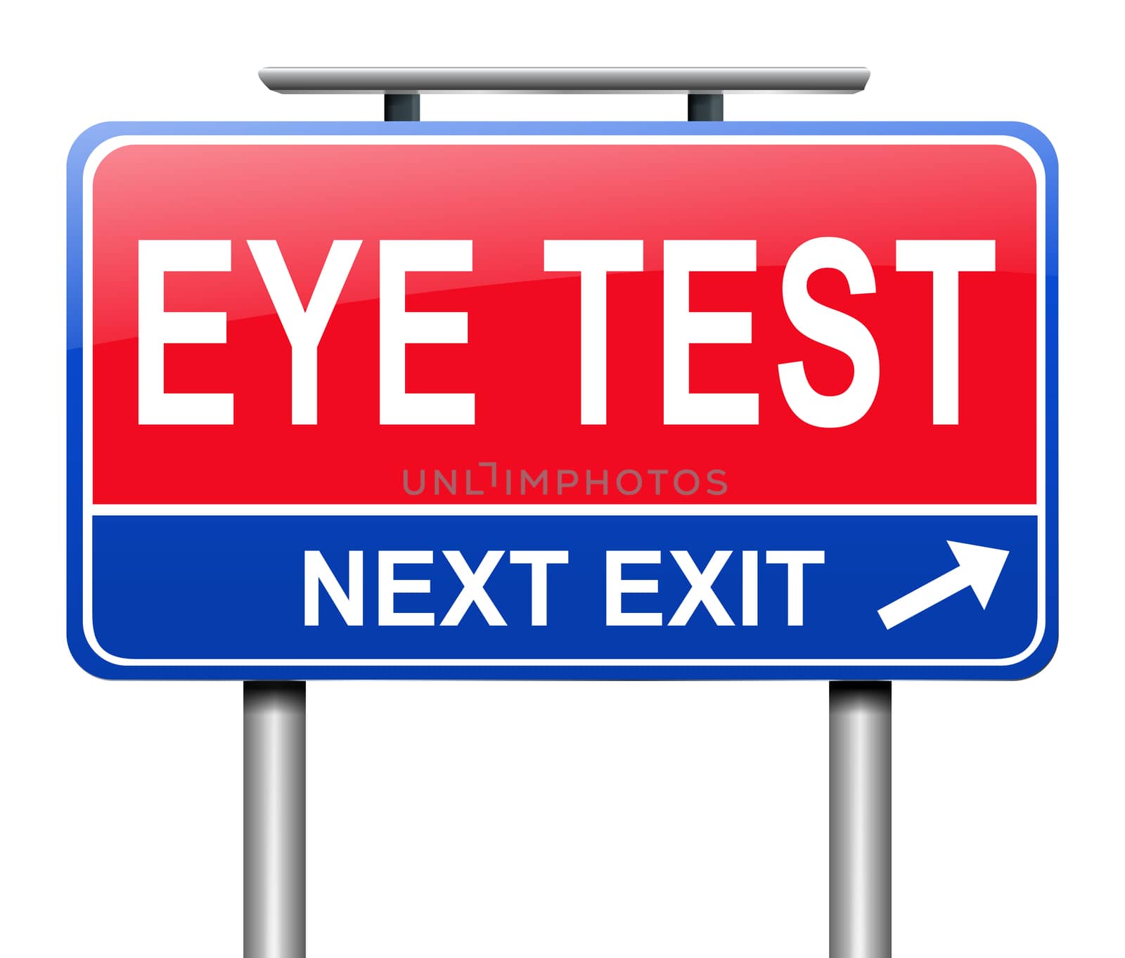 Illustration depicting a sign with am eye test concept.