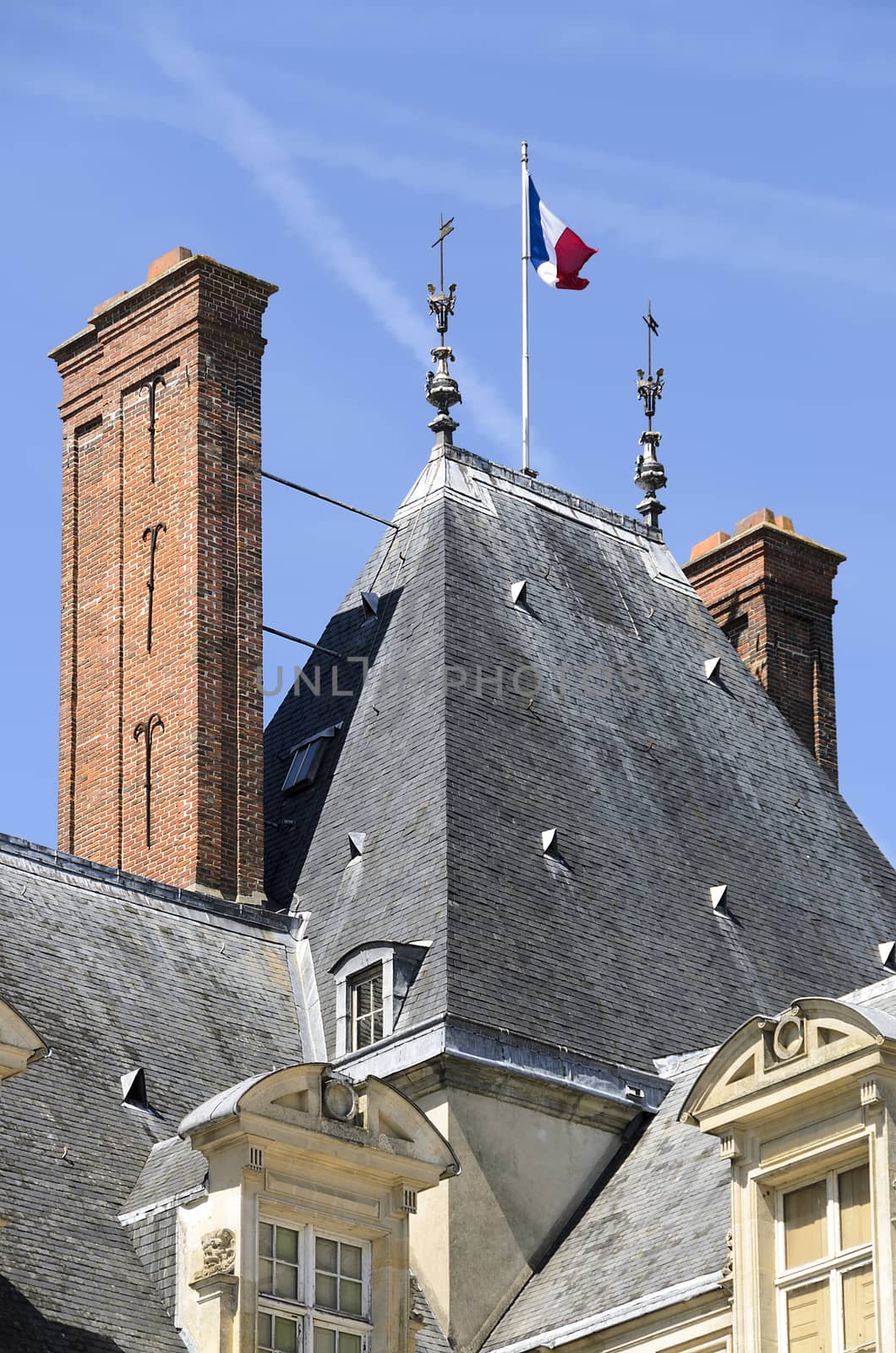 External views of the beautiful park and the castle of Fontainebleau