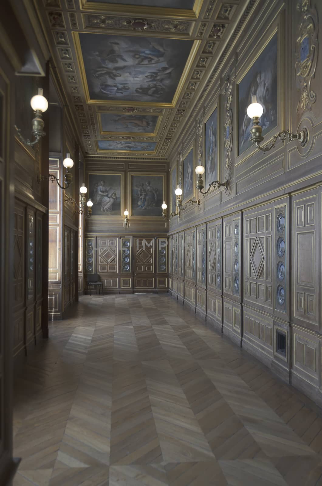 External views of the beautiful park and the castle of Fontainebleau