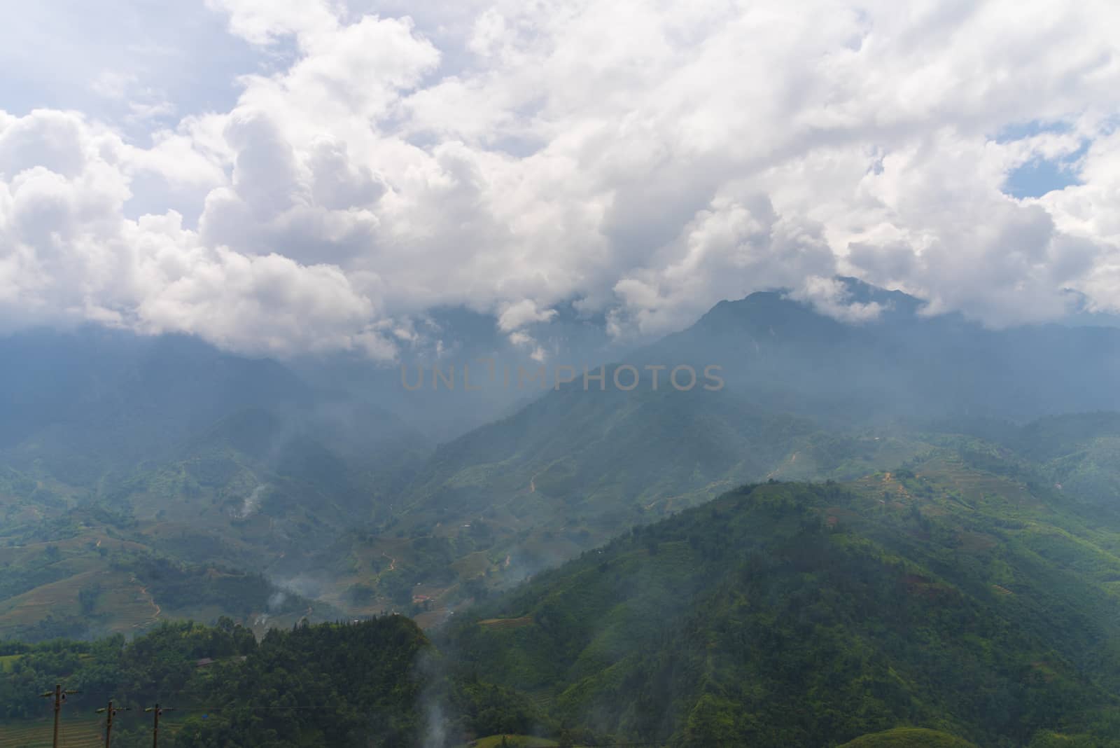 Beautiful View of mountains contain terraced fields by iamway