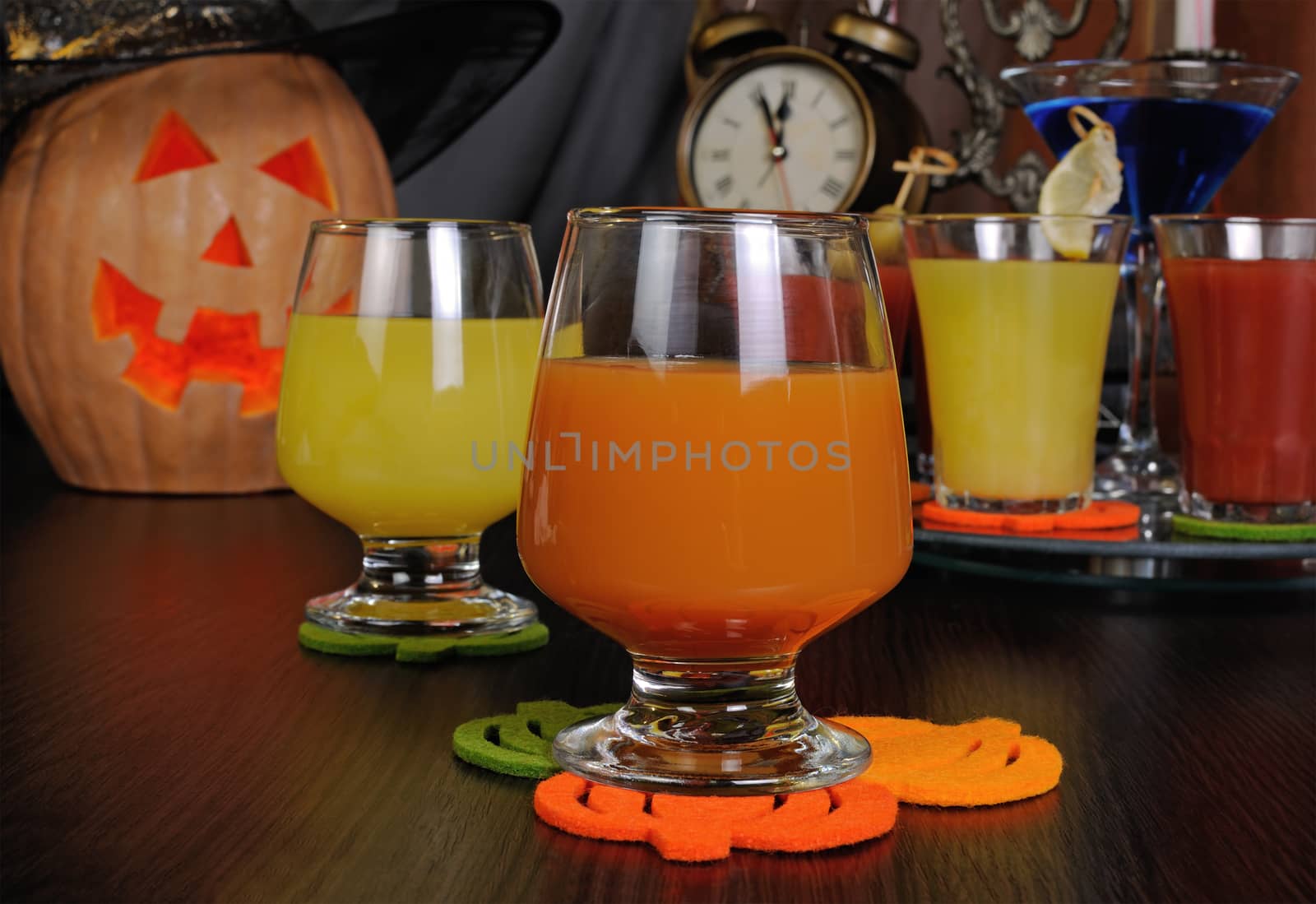 Pumpkin and orange juice for Halloween
