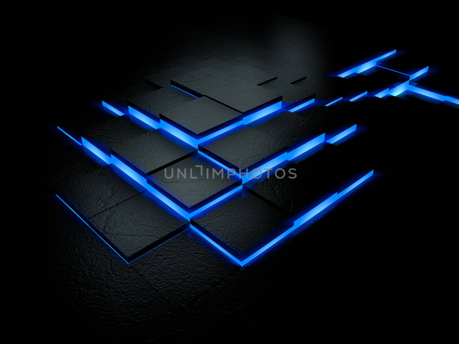 Futuristic illustration of mystery blue floor