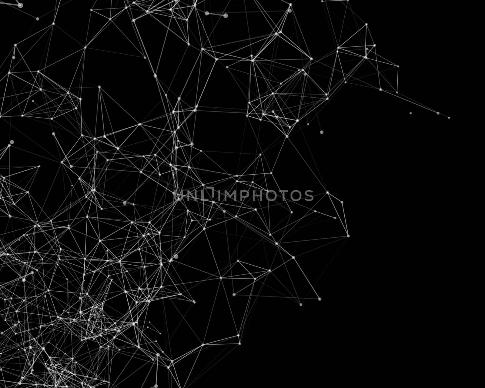 Black digital background with cybernetic particles