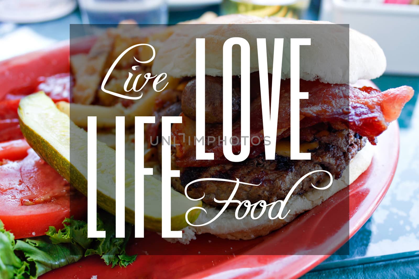 Typography montage that reads Live Life Love Food.