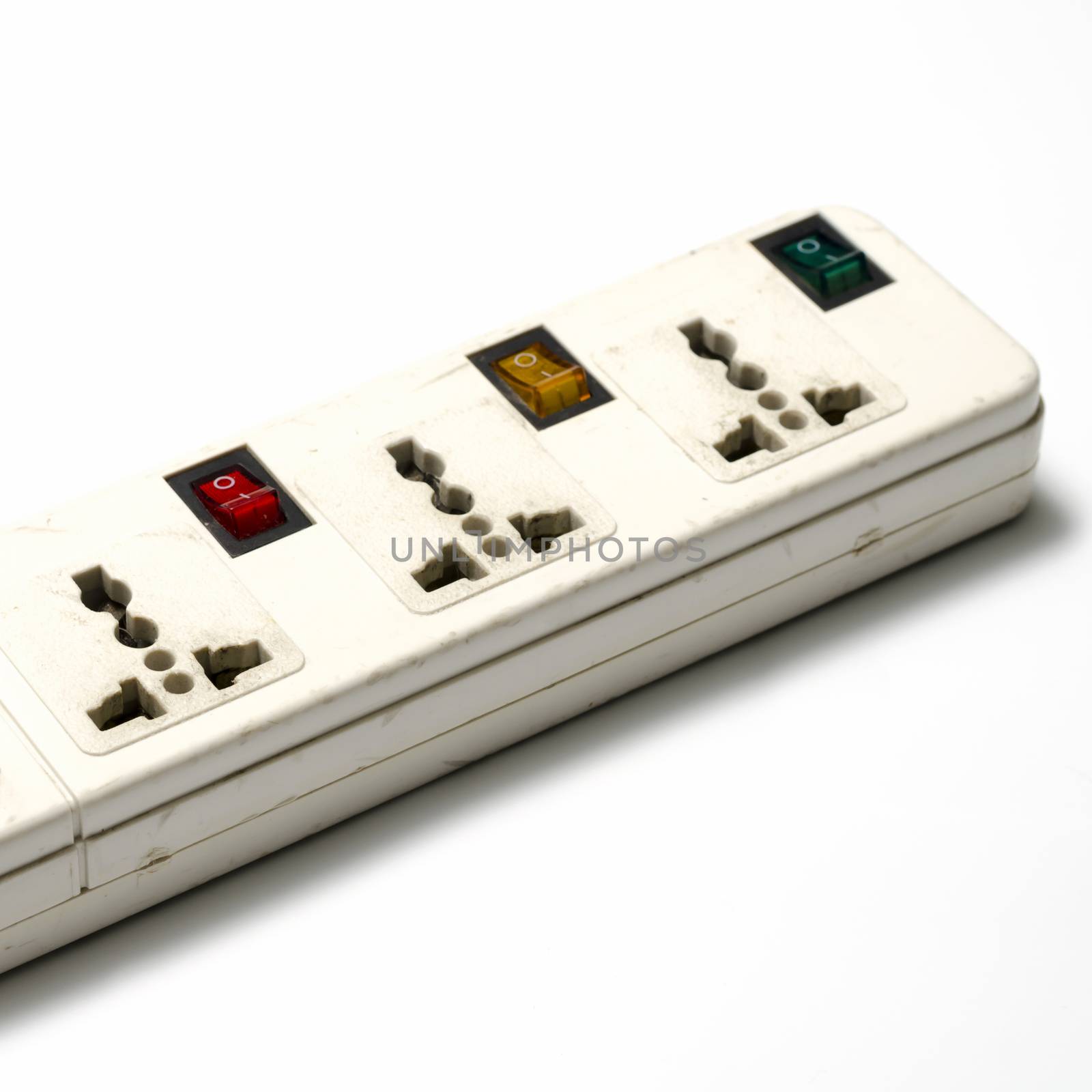 electric multiple socket outlet on a white background