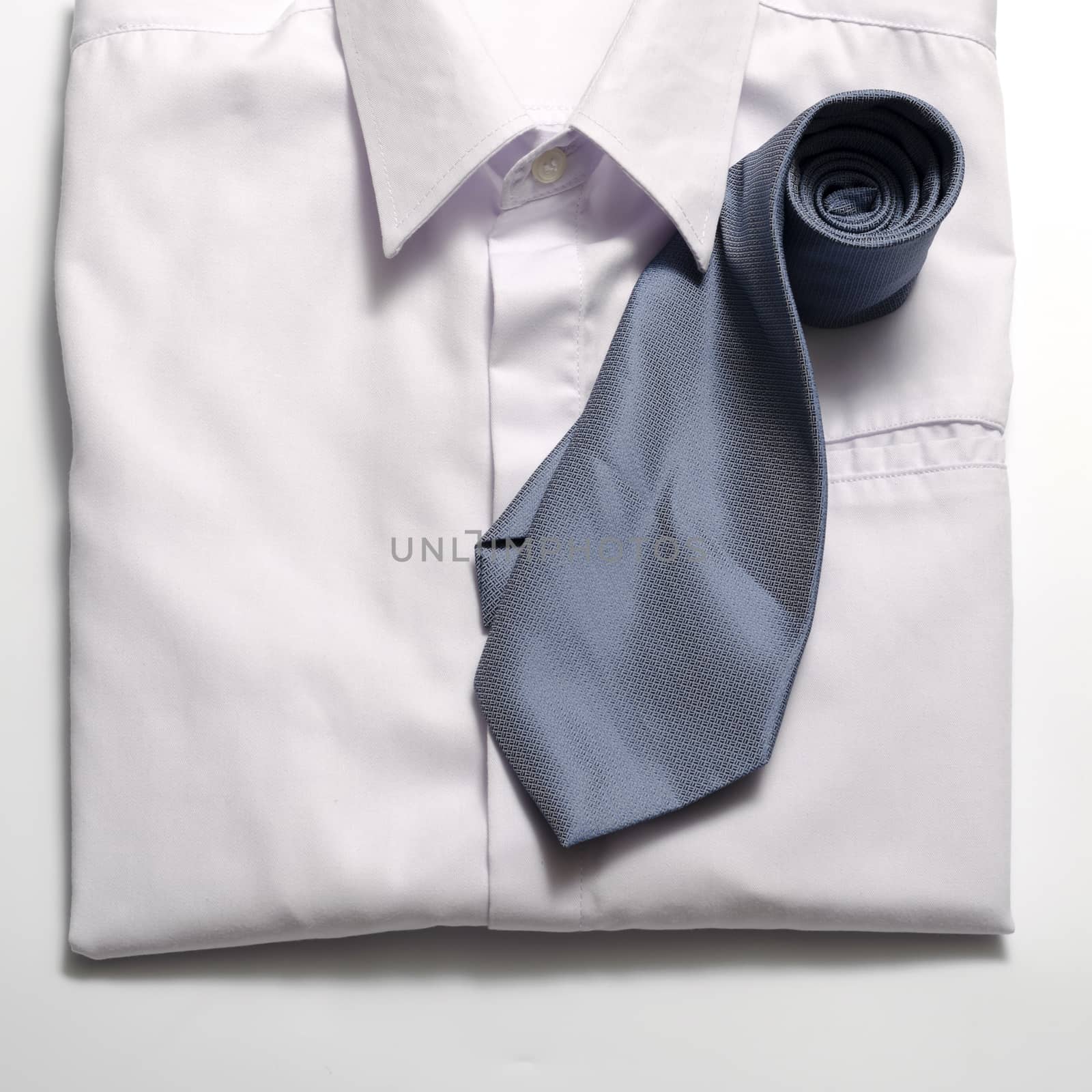 cloth white shirt with blue neck tie