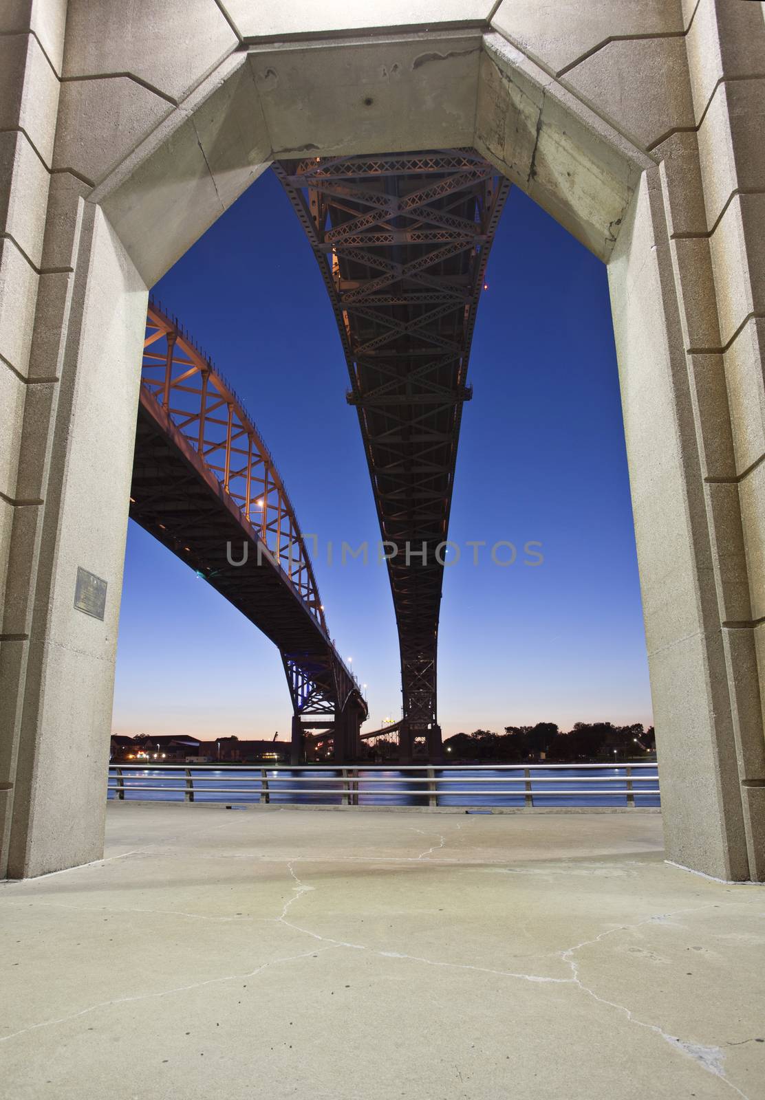 Night Photo Blue Water Bridge by pictureguy