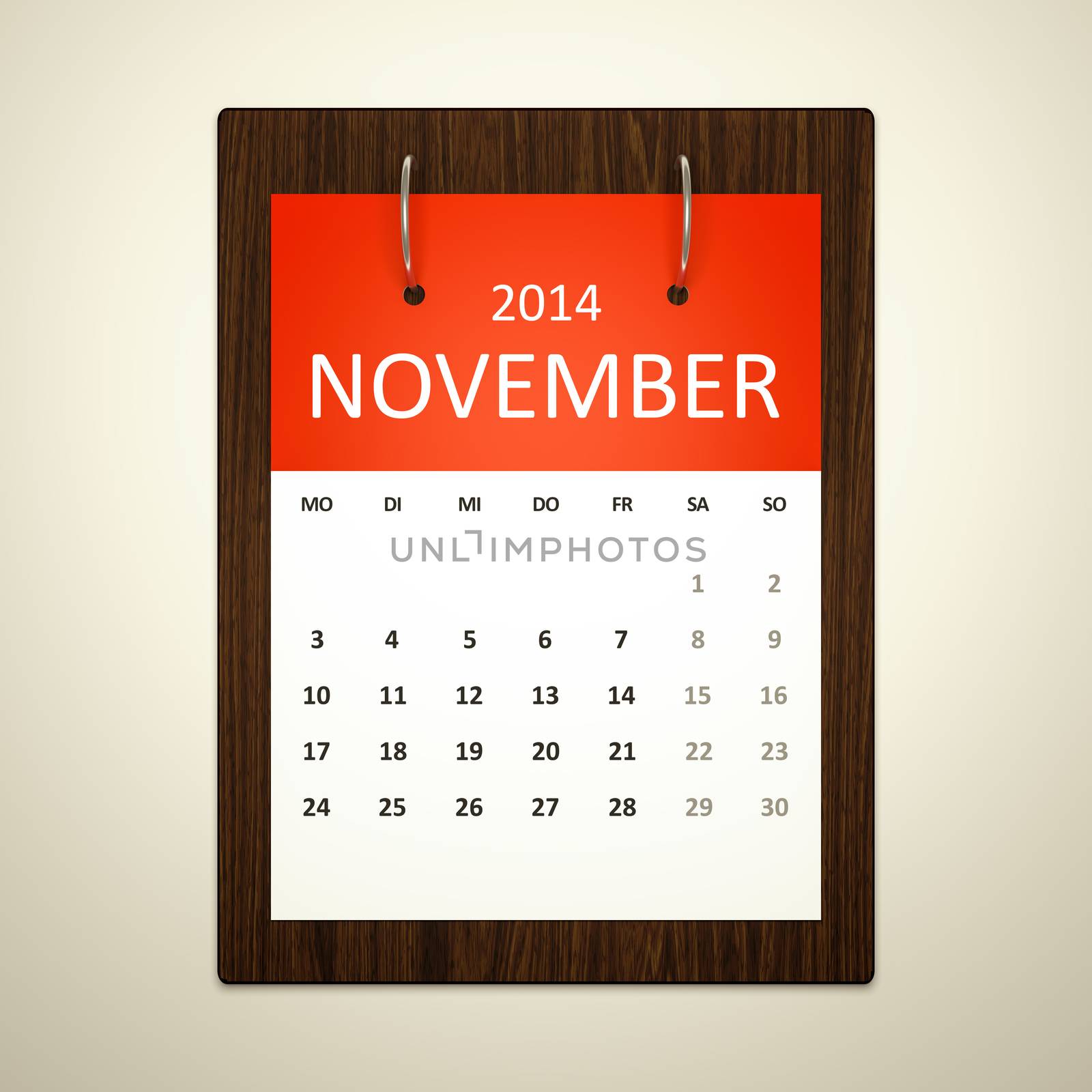 An image of a german calendar for event planning november 2014