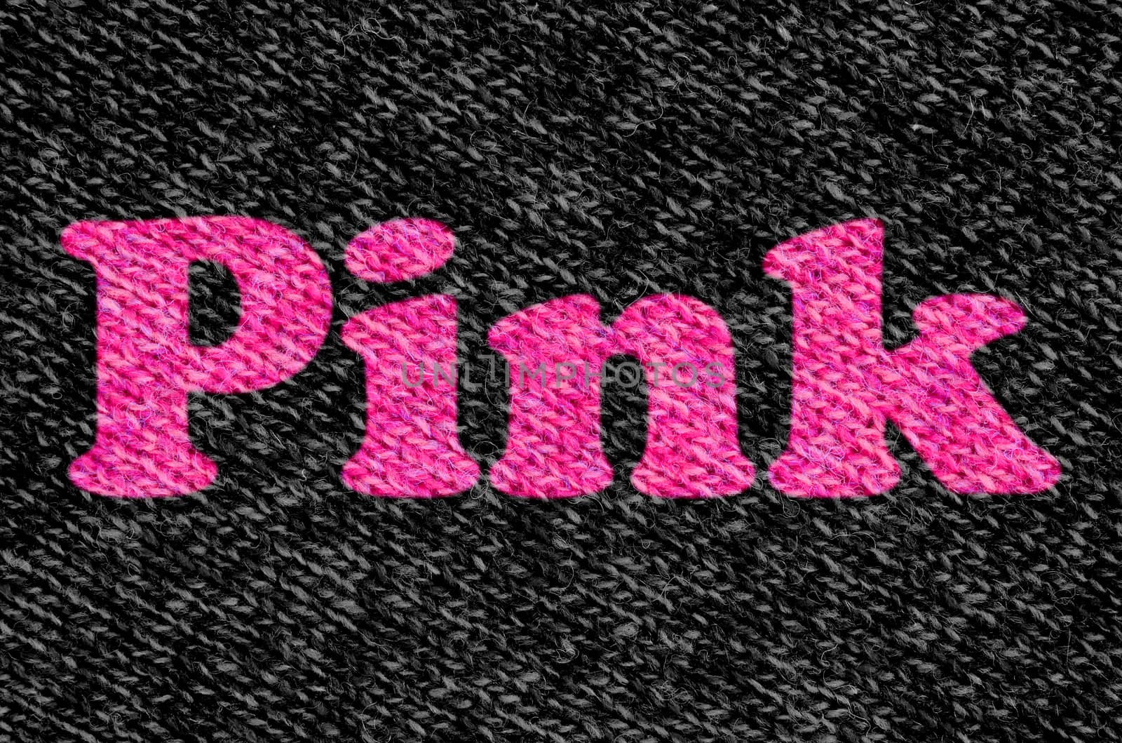 The Word Pink On Black Wool In Pink Die