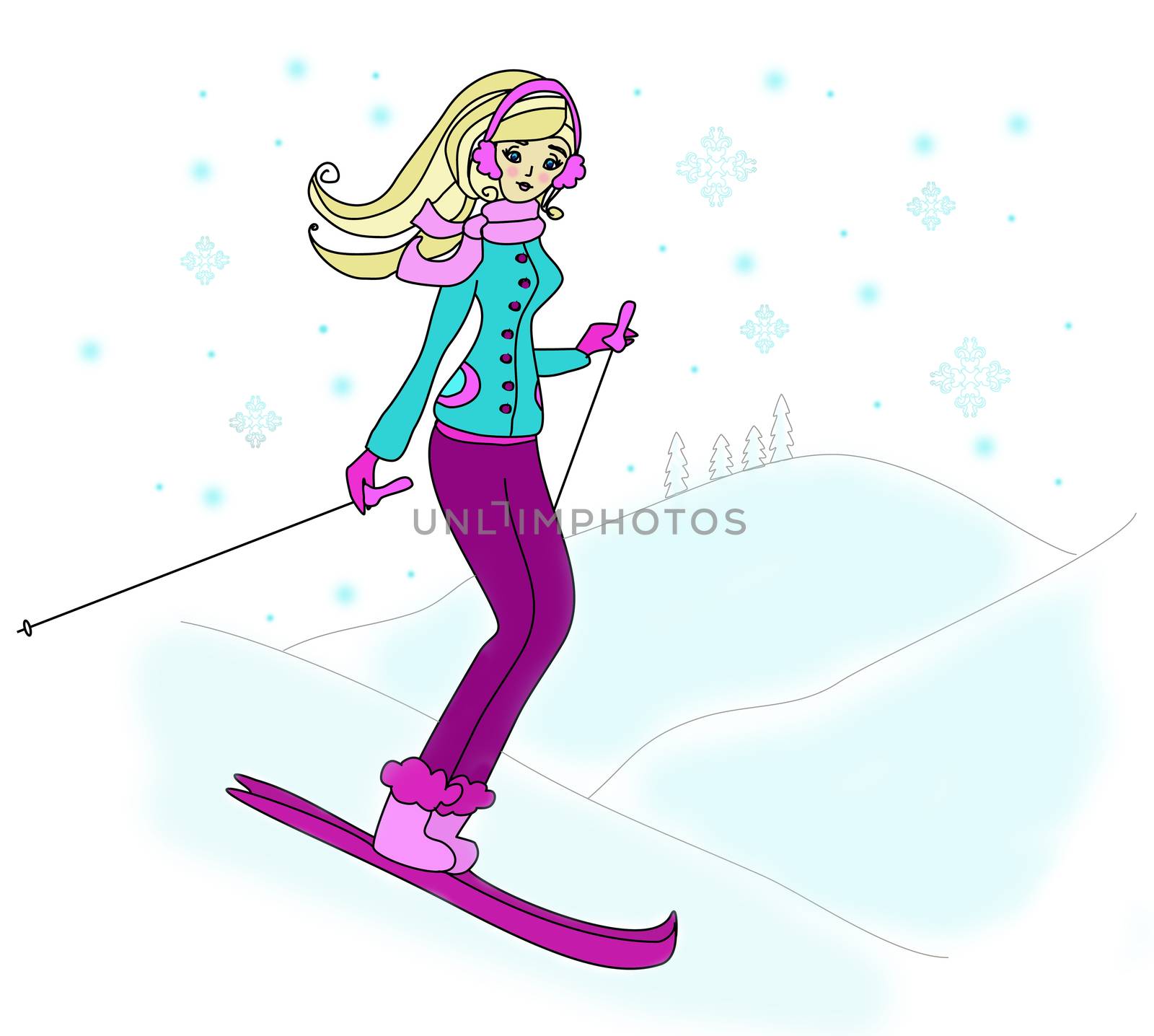 girl skiing by JackyBrown