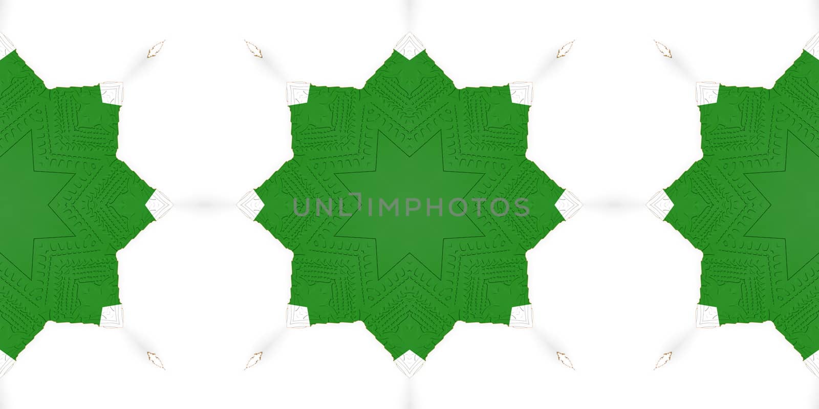 Green Ethnic pattern. Abstract kaleidoscope fabric design.