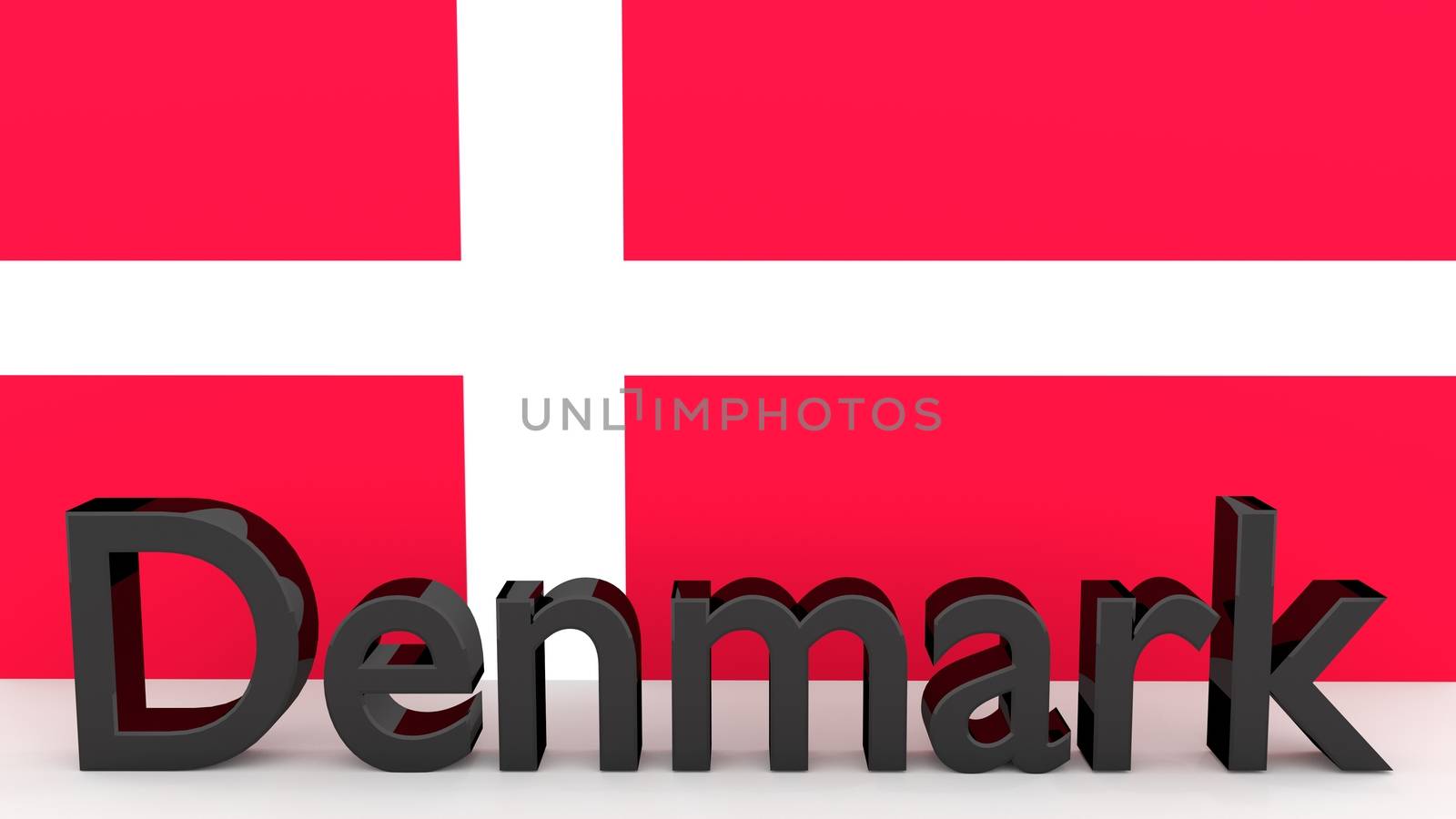Writing Denmark in front of a danish flag by MarkDw