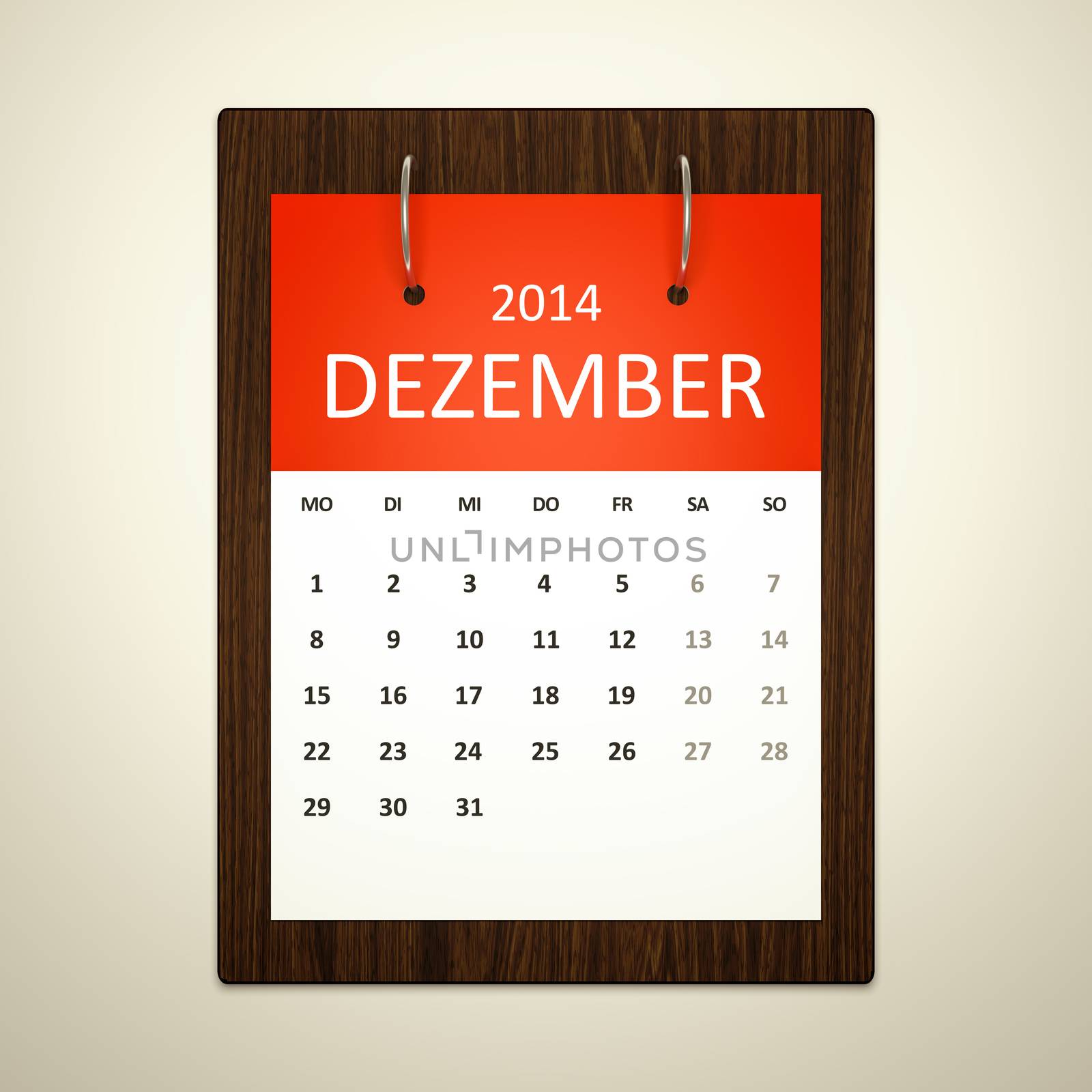 An image of a german calendar for event planning december 2014