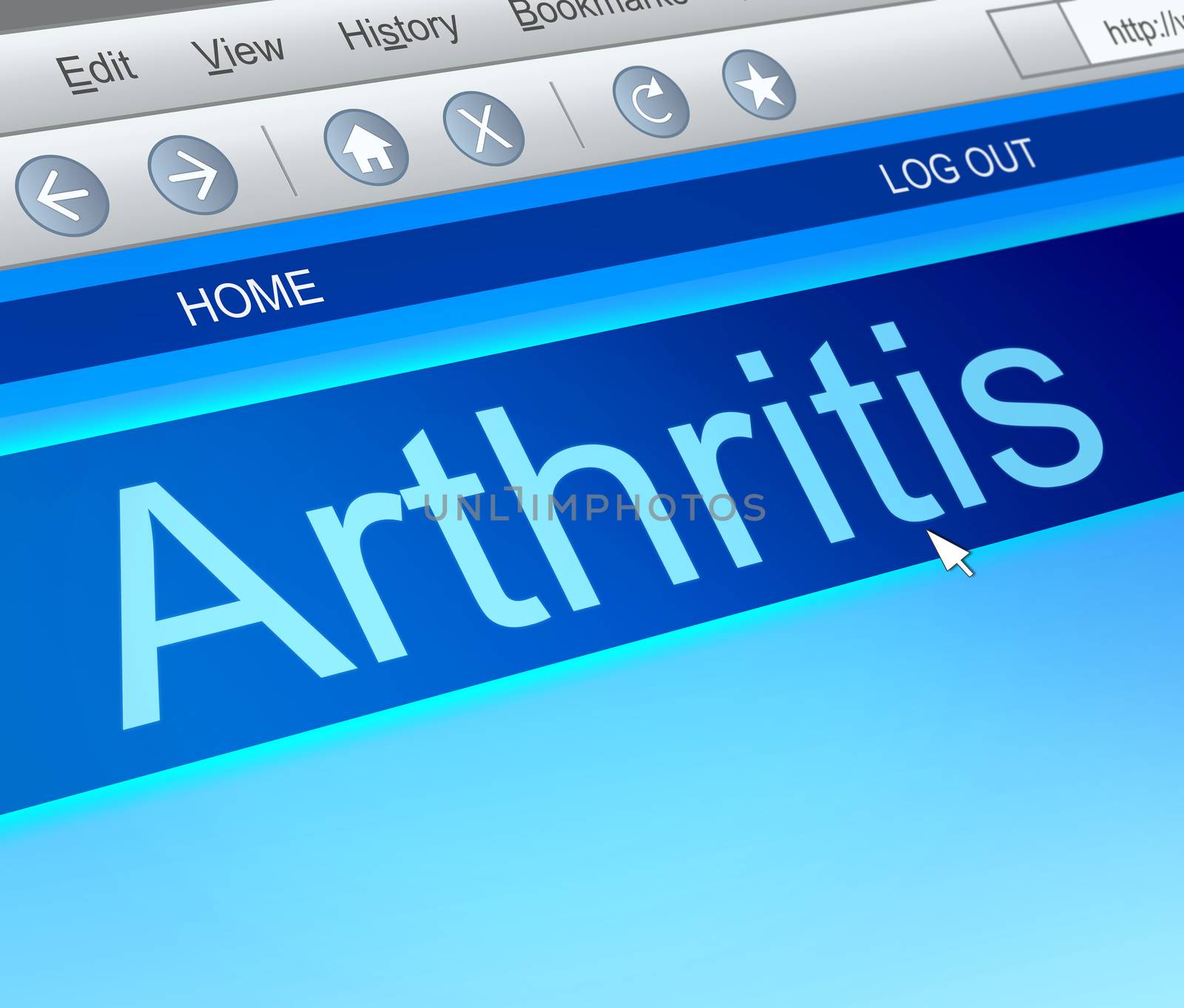 Illustration depicting a computer screen capture with an arthritis concept.