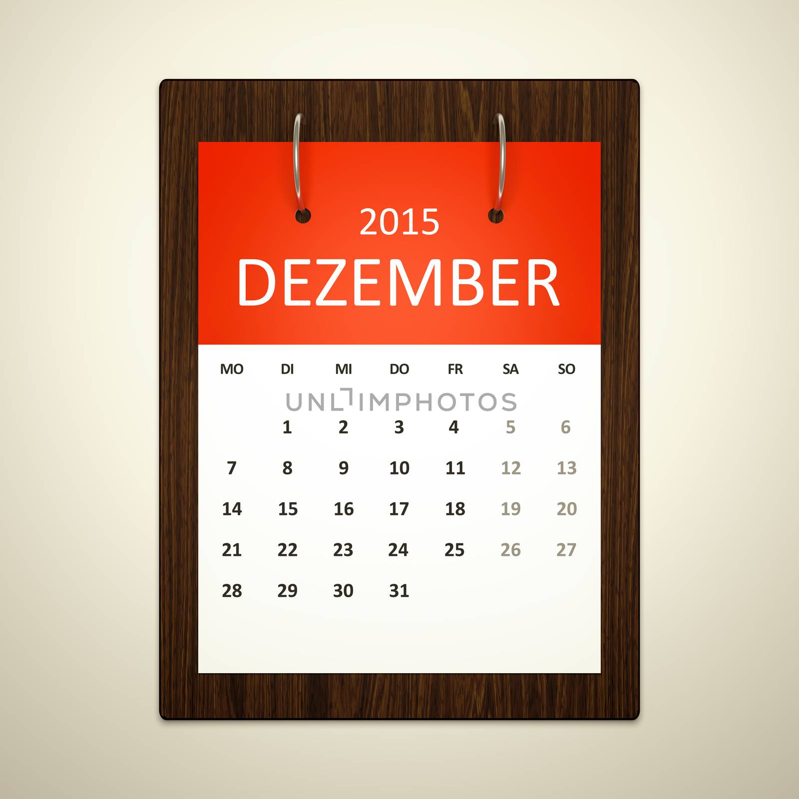 An image of a german calendar for event planning december 2015