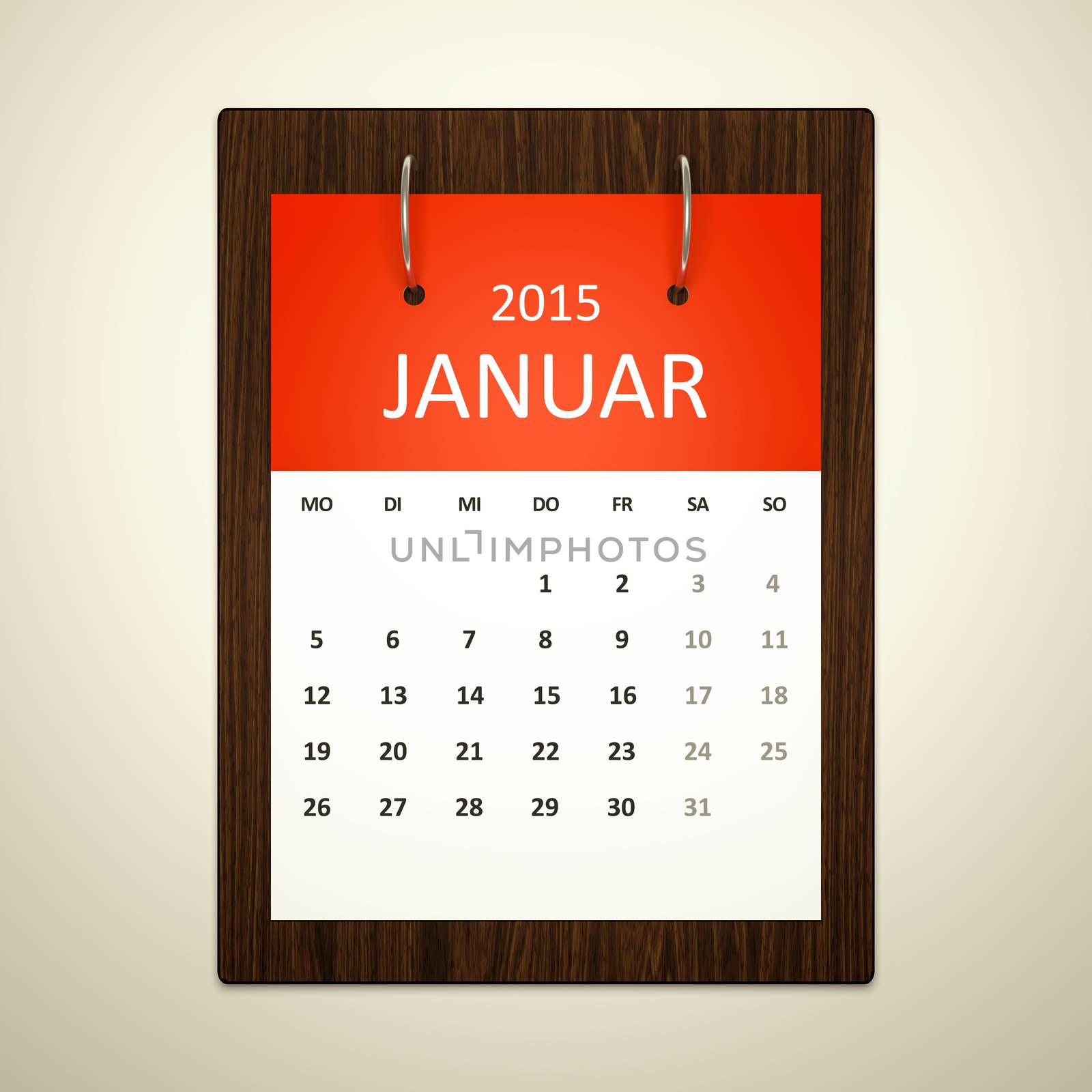An image of a german calendar for event planning january 2015