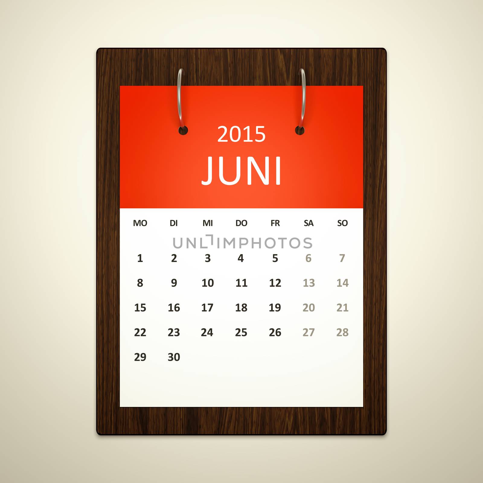 An image of a german calendar for event planning june 2015