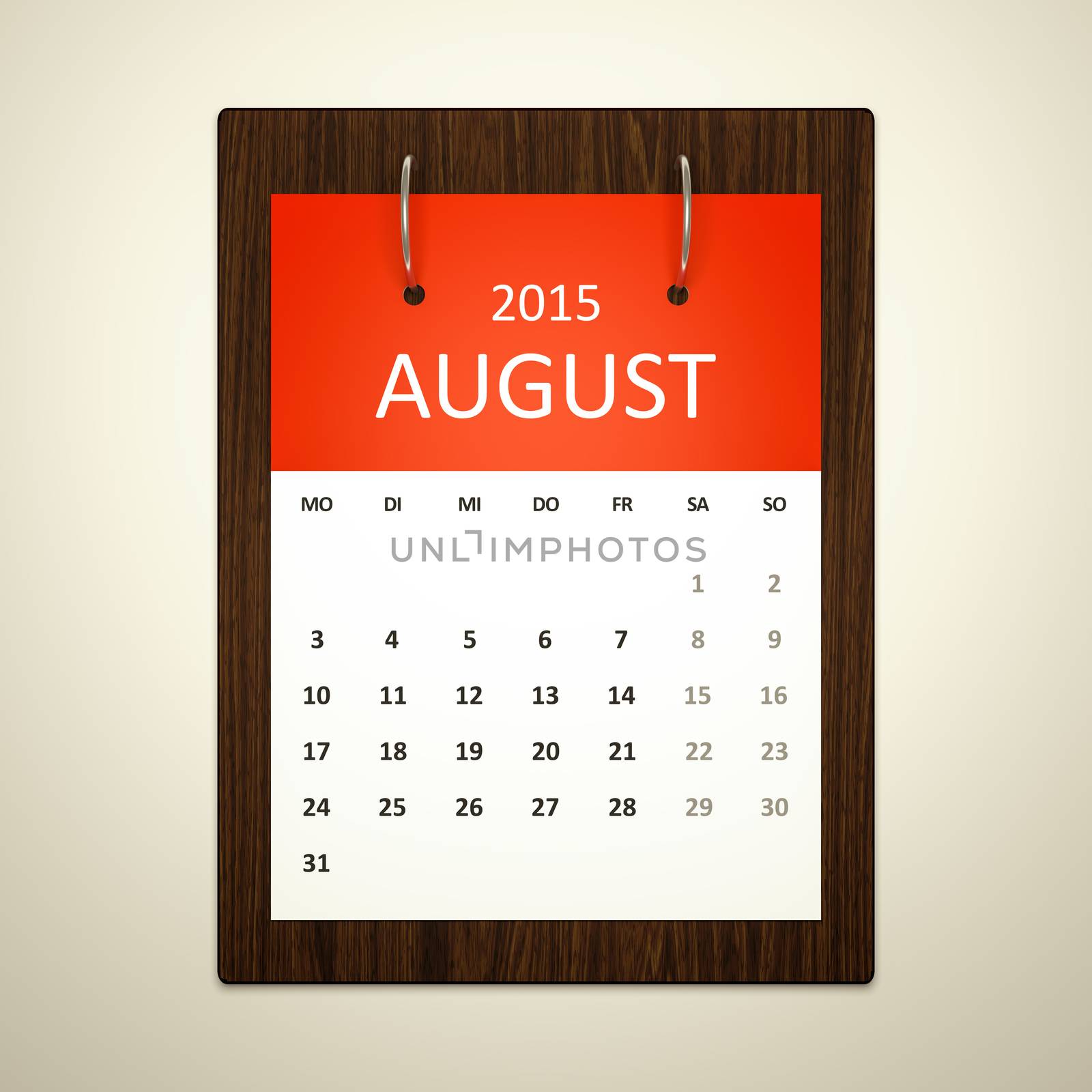 An image of a german calendar for event planning august 2015