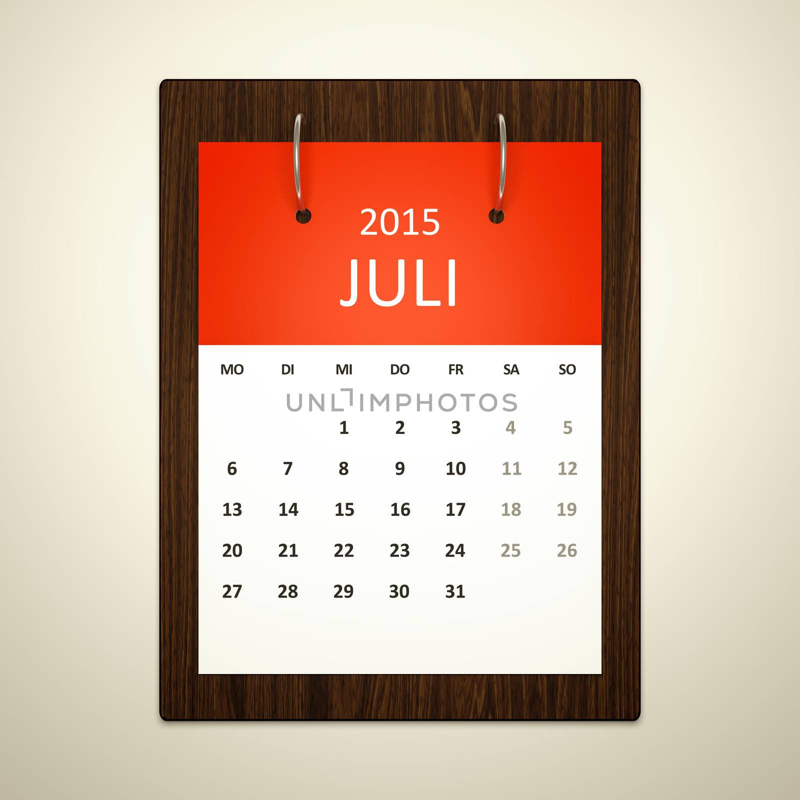 An image of a german calendar for event planning july 2015