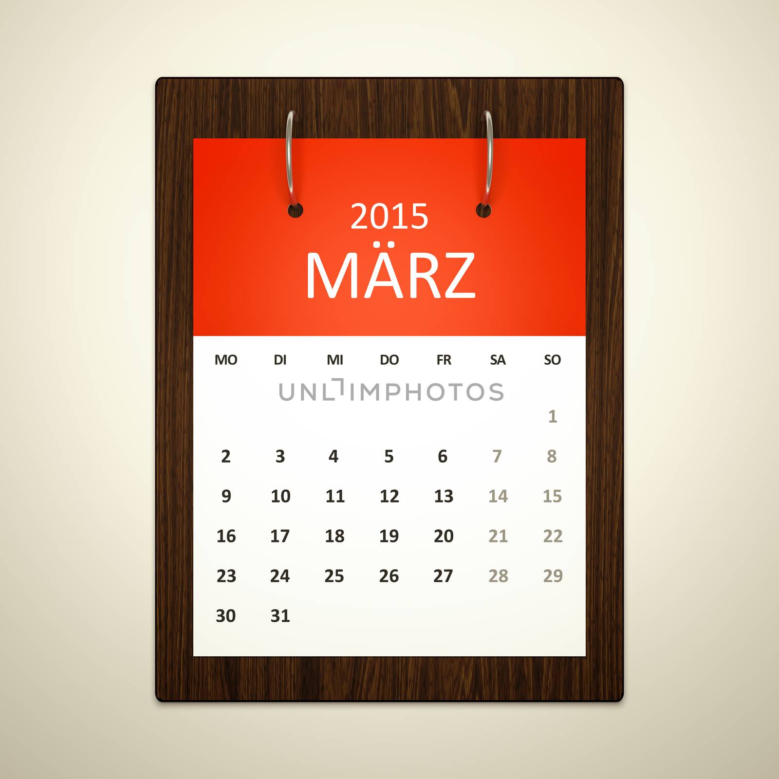 An image of a german calendar for event planning march 2015