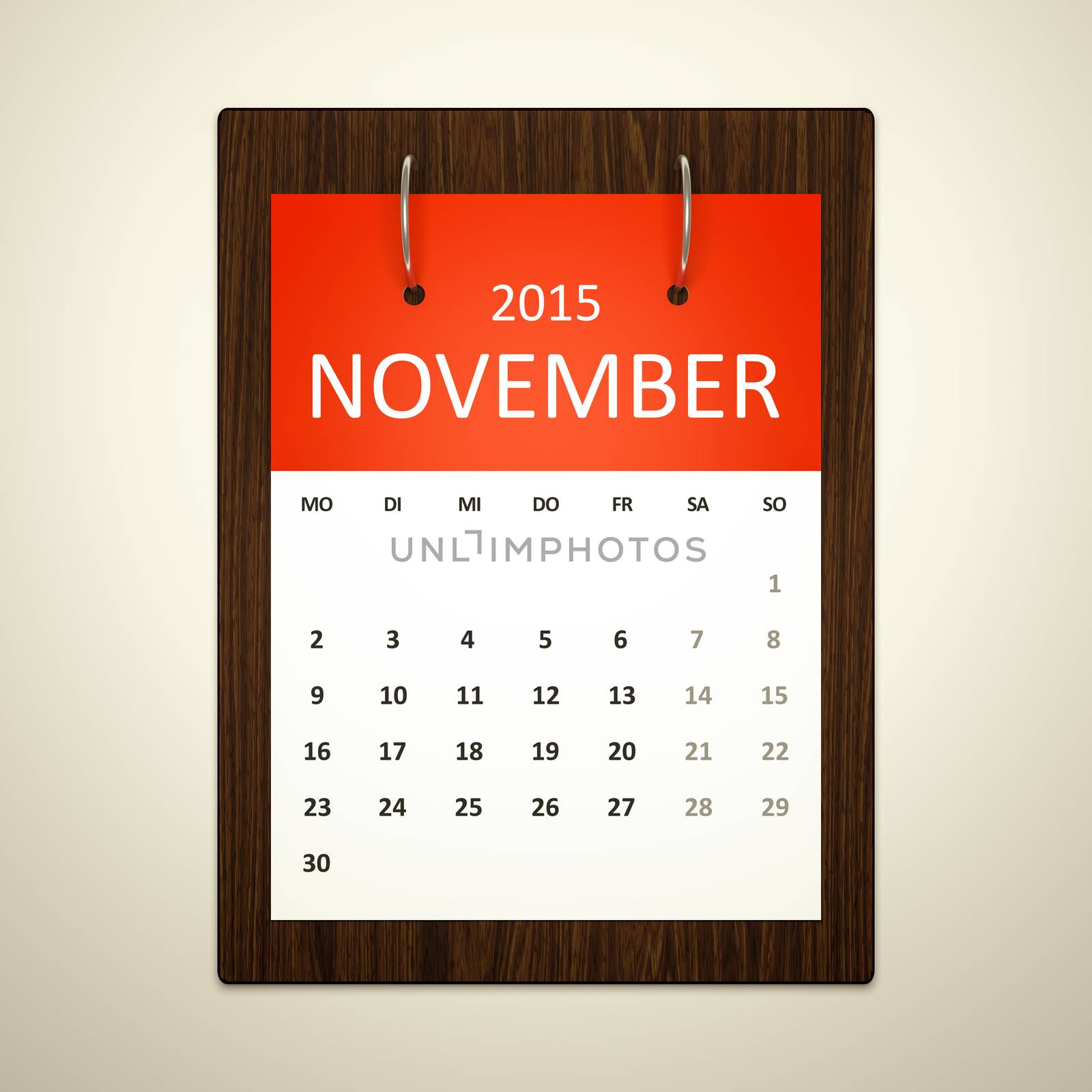 An image of a german calendar for event planning november 2015
