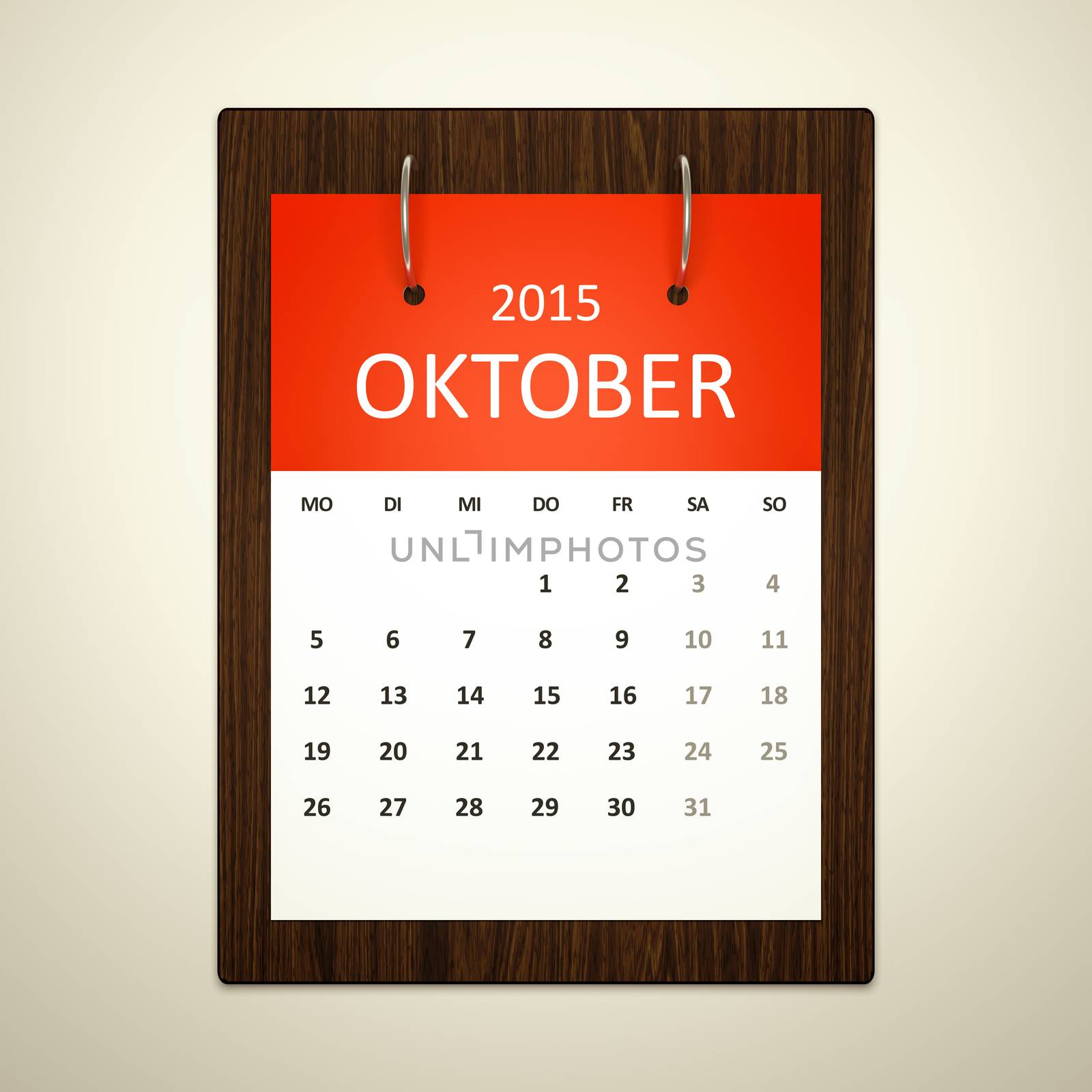 An image of a german calendar for event planning october 2015