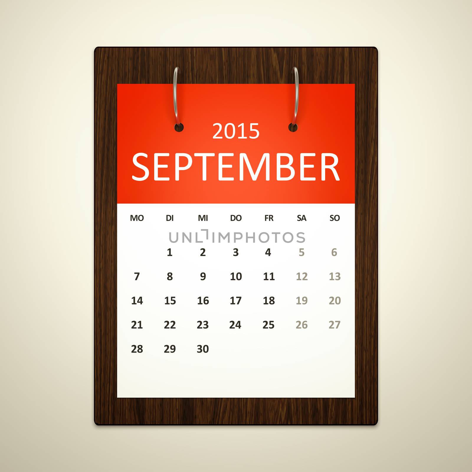 An image of a german calendar for event planning september 2015