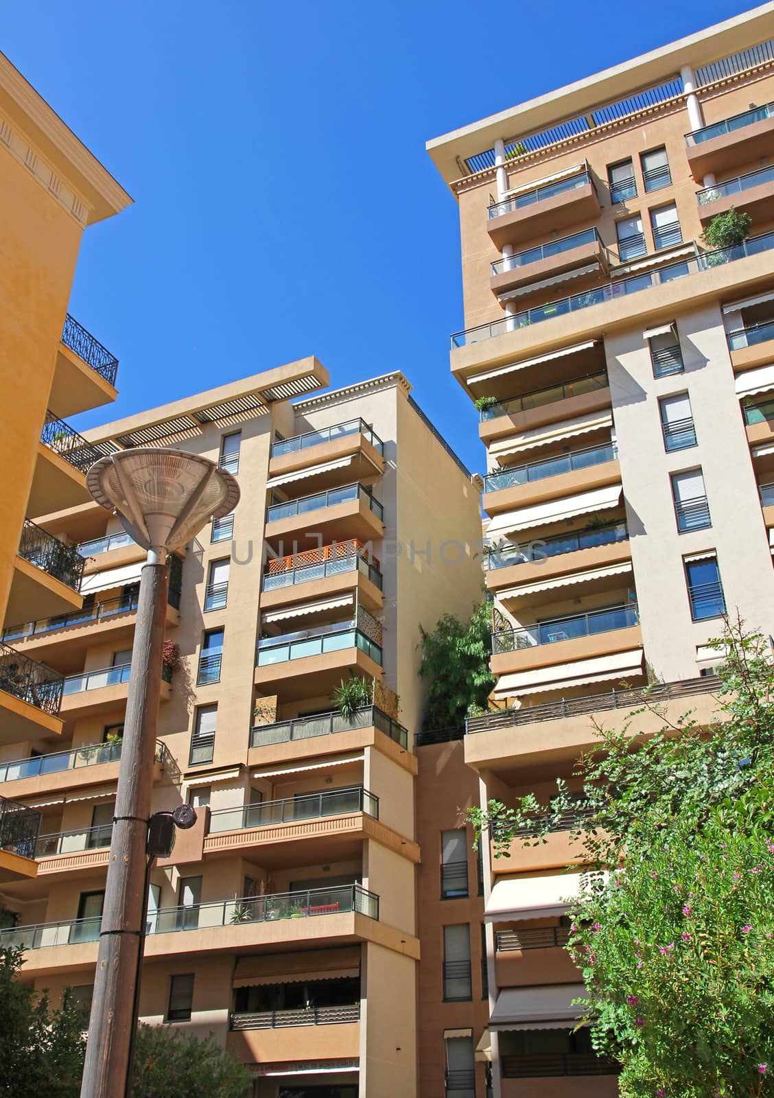 MONACO - SEPTEMBER 25, 2014: Architecture of residential buildings near district La Condamine