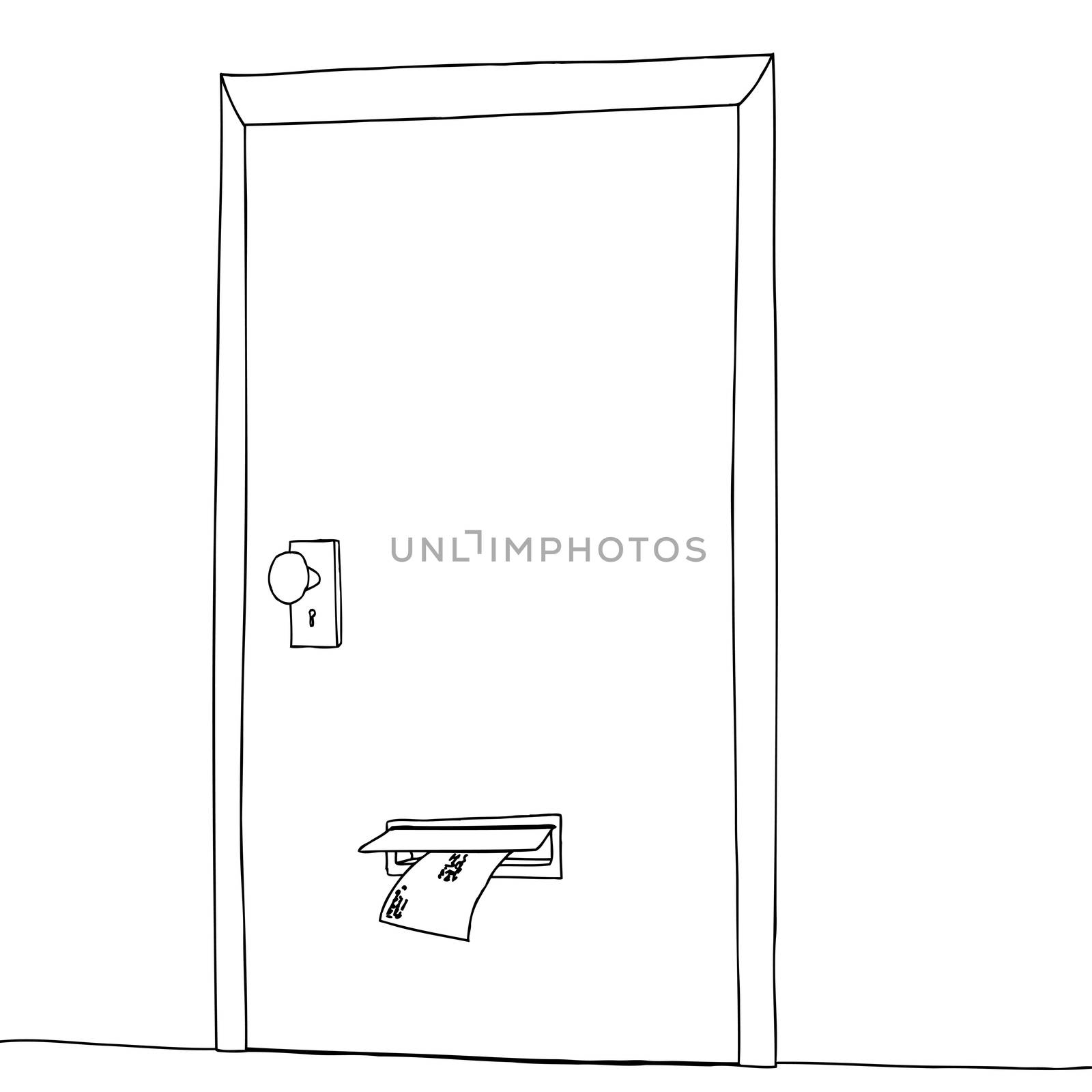 Outline drawing of door with letter in mail slot