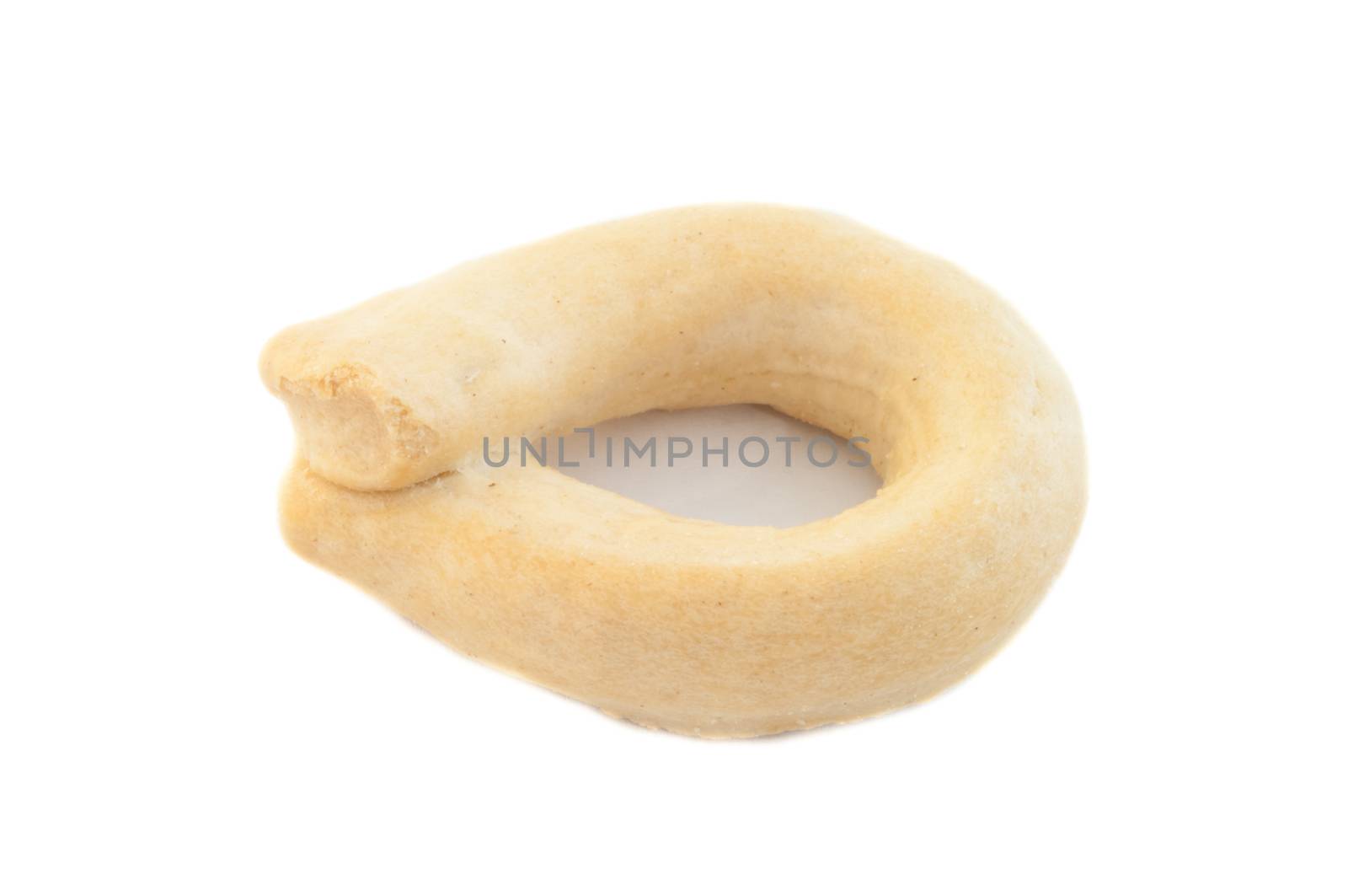 macro details of bagel in white background