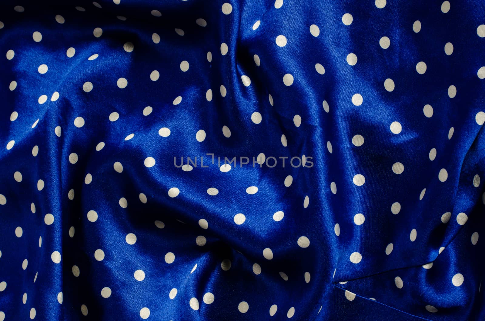 polka dot blue silk satin