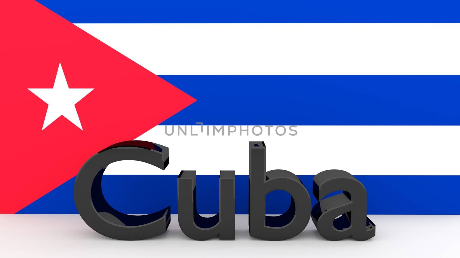 Writing Cuba front of a cuban flag by MarkDw