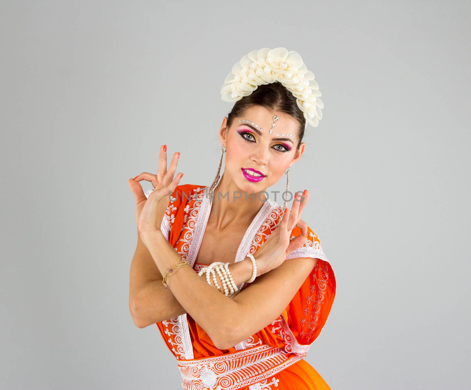 Beautiful Indian girl dancing in national dress