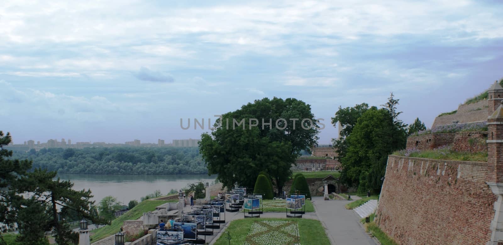 Castle in Belgrad near the river and walking street