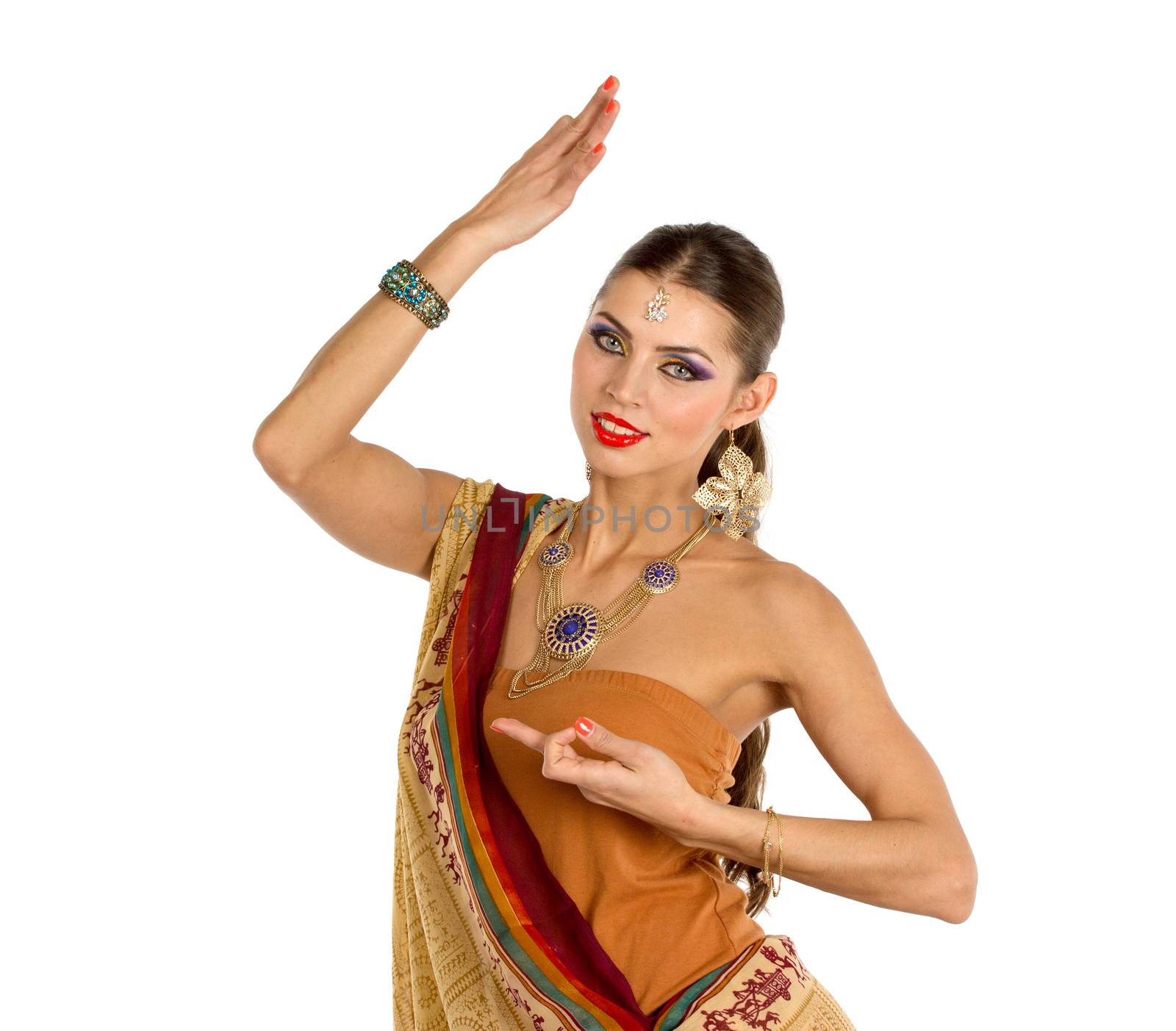 Beautiful Indian girl dancing in national dress