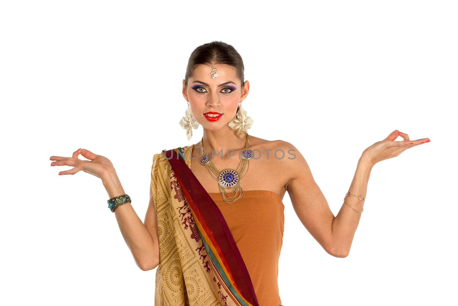 Beautiful Indian girl dancing in national dress