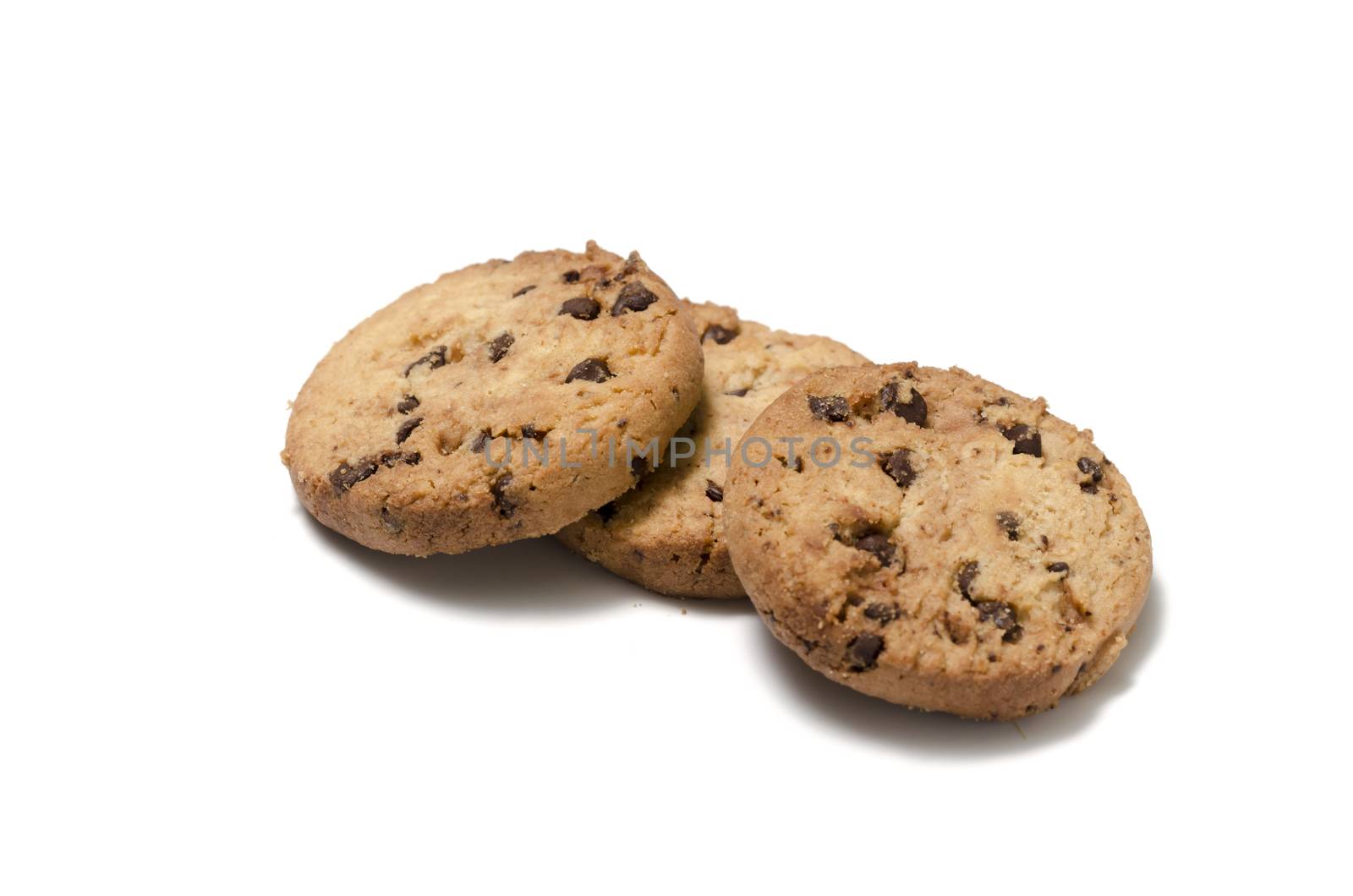 chocolate chip cookies on a white background