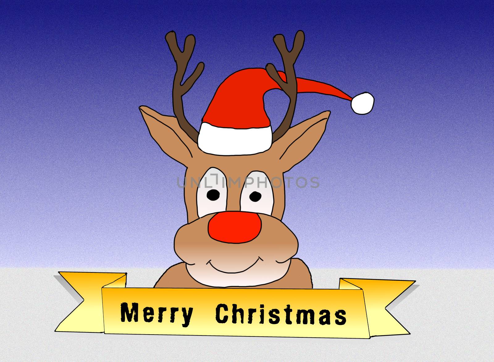 Illustration: Rudolph wishing Merry Christmas by gwolters