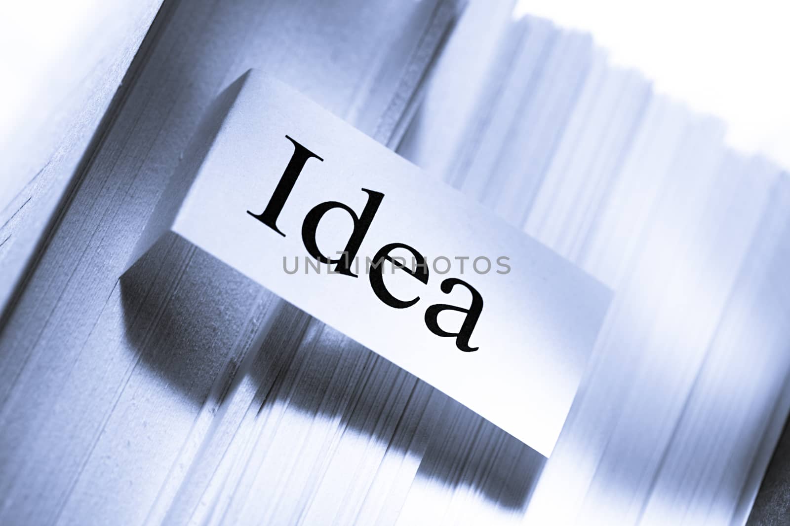 Idea conception with stack of paper cards