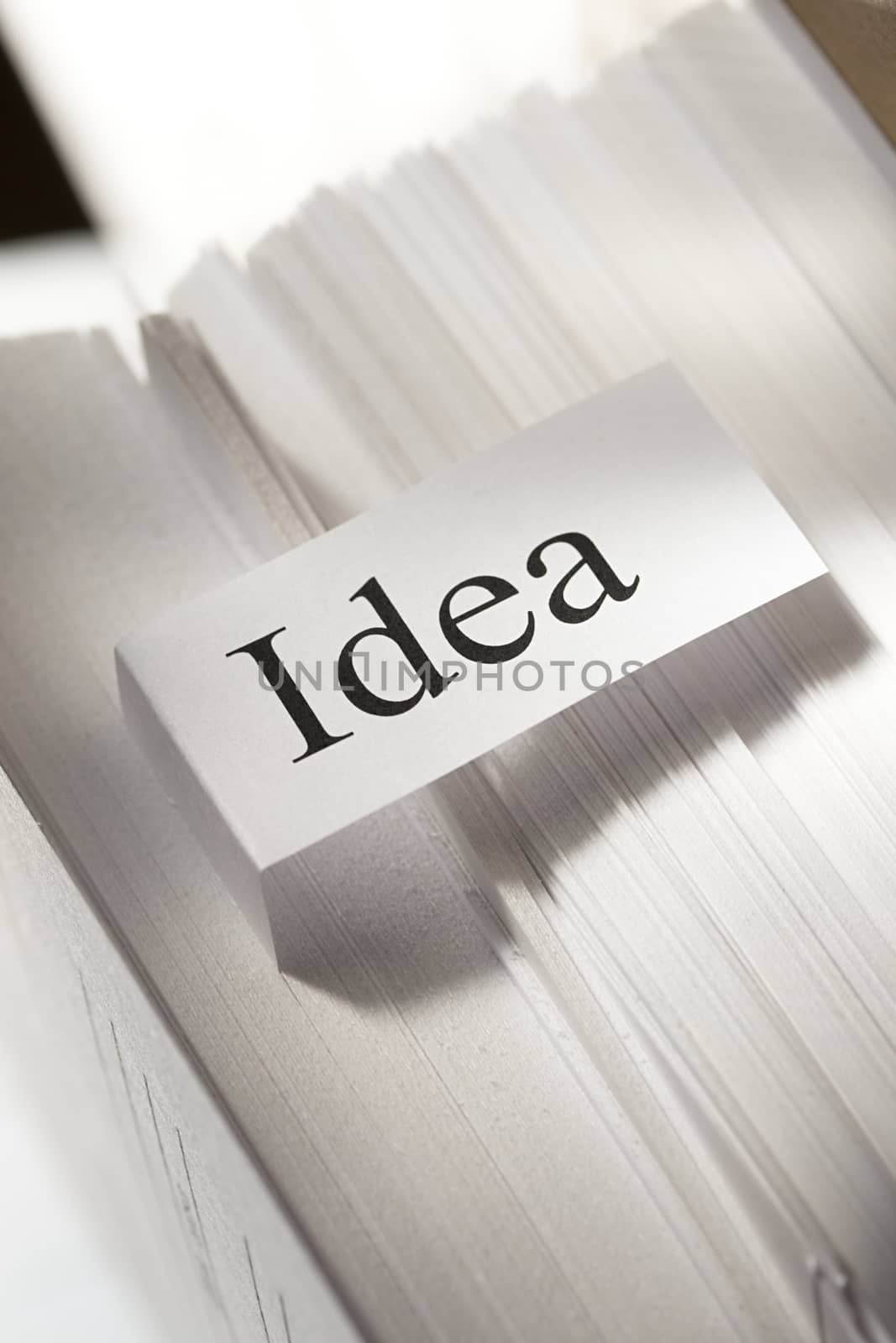 Idea conception with stack of paper cards