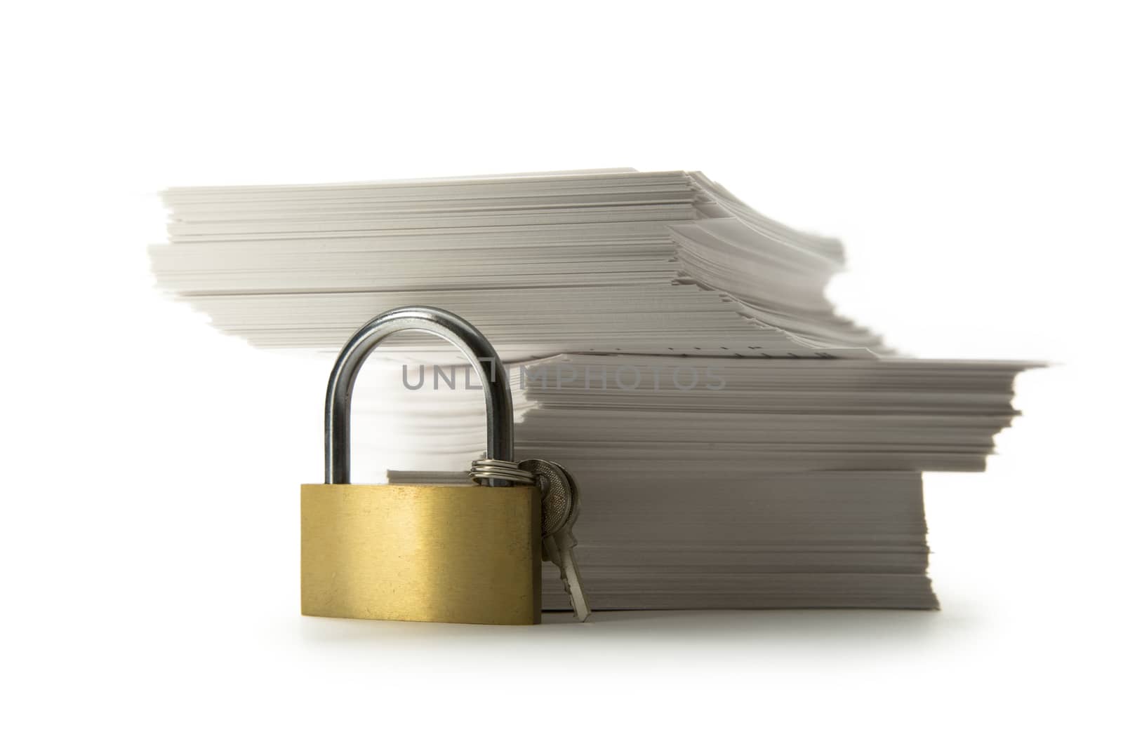 Stack of paper cards and keylock